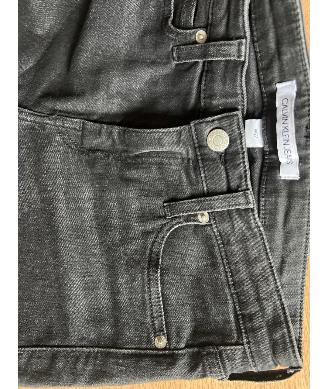 CALVIN KLEIN Черные хлопко-эластановые джинсы слим, фото 4