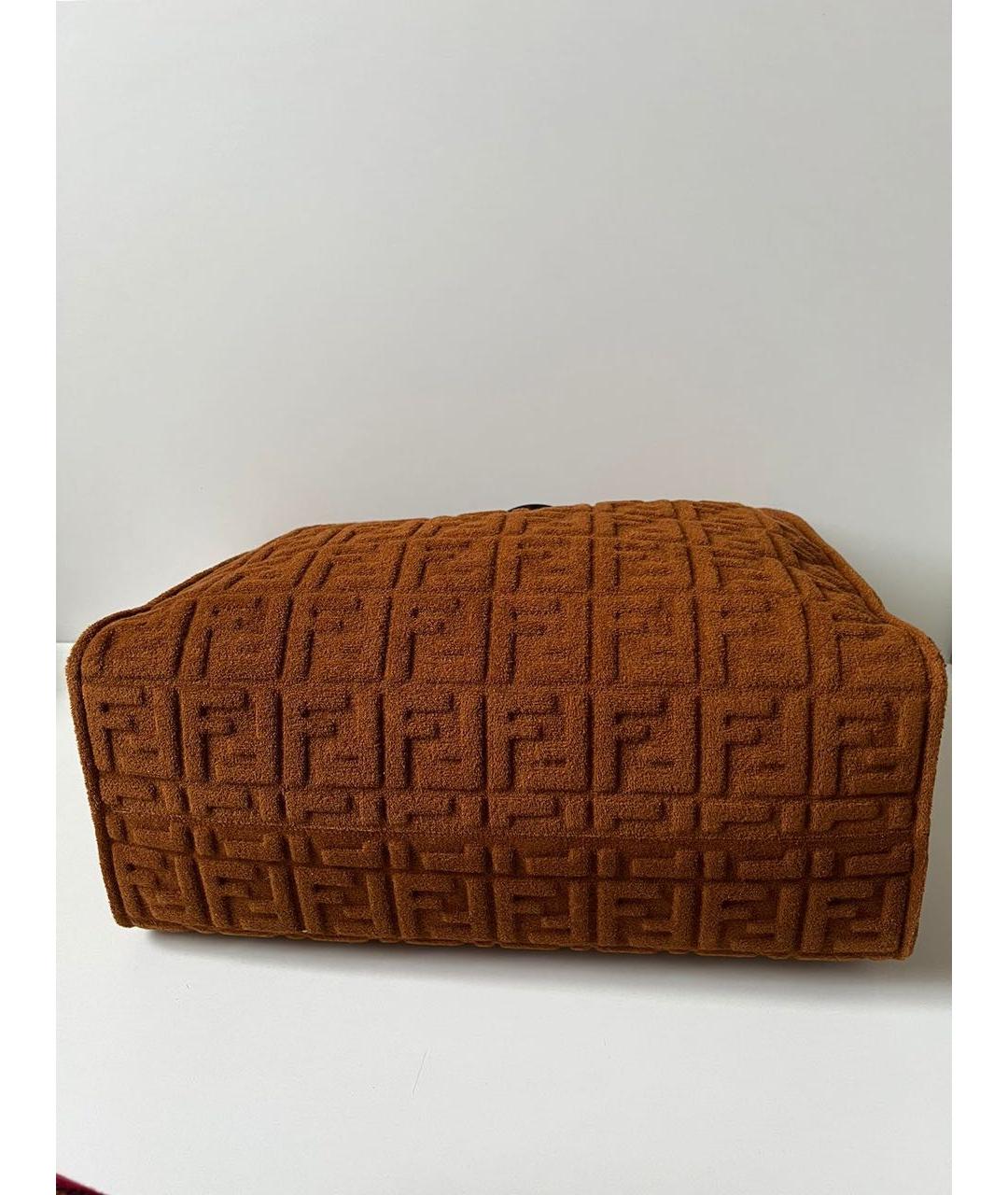 FENDI Коричневая тканевая сумка тоут, фото 4