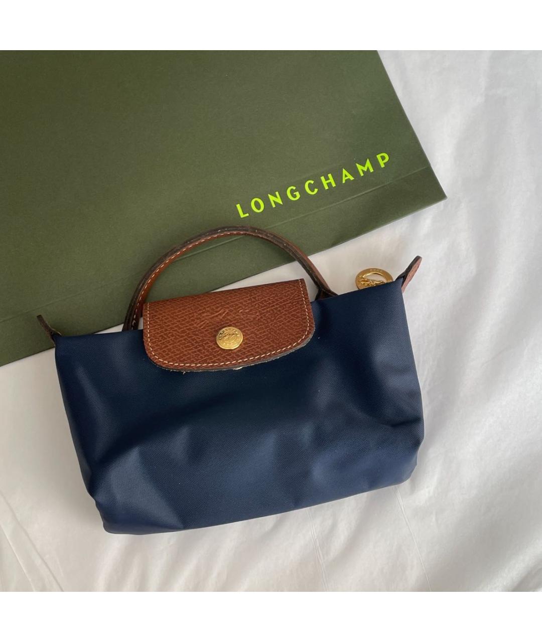LONGCHAMP Темно-синяя сумка с короткими ручками, фото 5