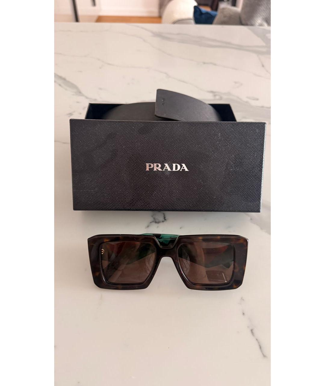 PRADA Коричневые пластиковые солнцезащитные очки, фото 6