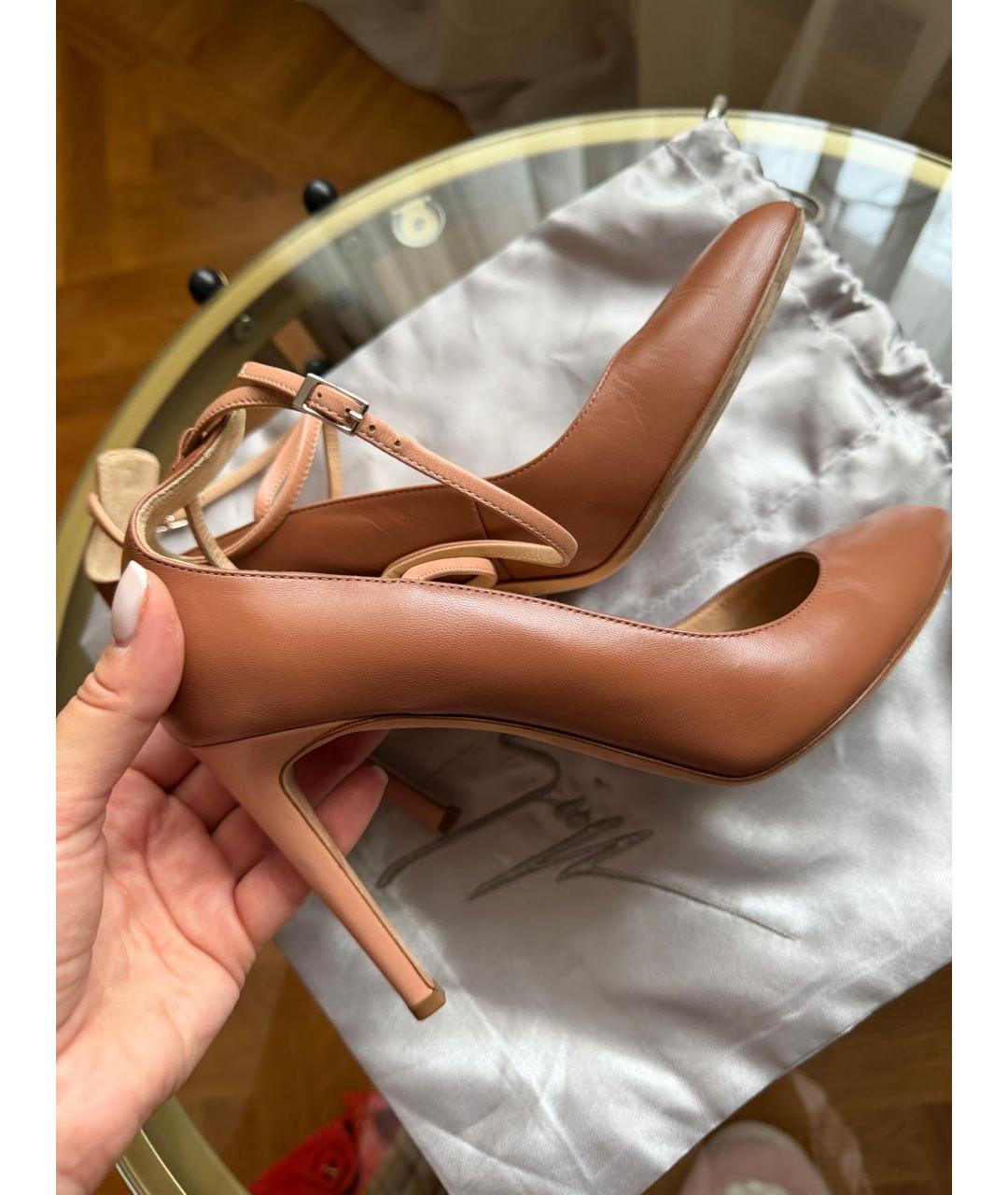 GIUSEPPE ZANOTTI DESIGN Бежевые кожаные туфли, фото 8