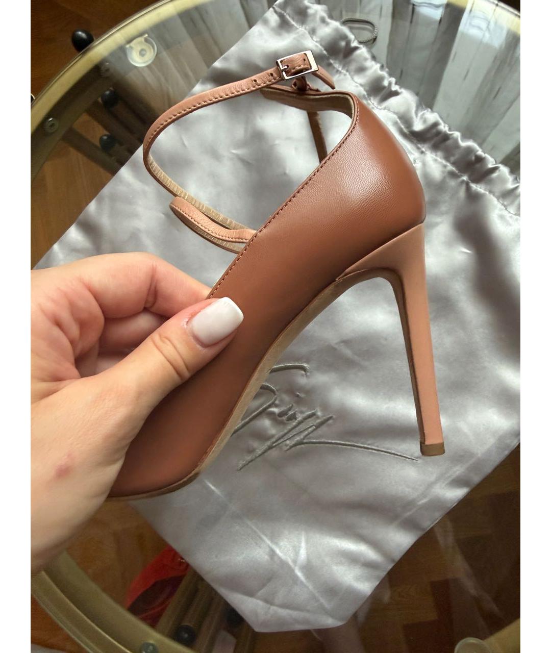 GIUSEPPE ZANOTTI DESIGN Бежевые кожаные туфли, фото 7