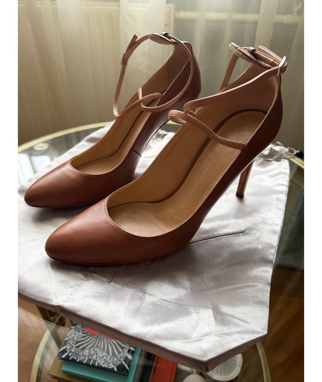 GIUSEPPE ZANOTTI DESIGN Бежевые кожаные туфли, фото 3