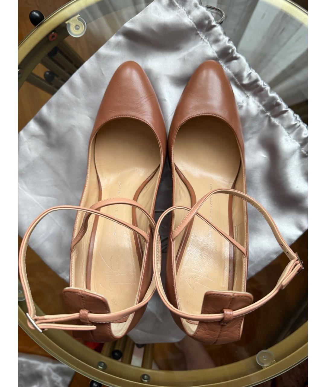 GIUSEPPE ZANOTTI DESIGN Бежевые кожаные туфли, фото 2