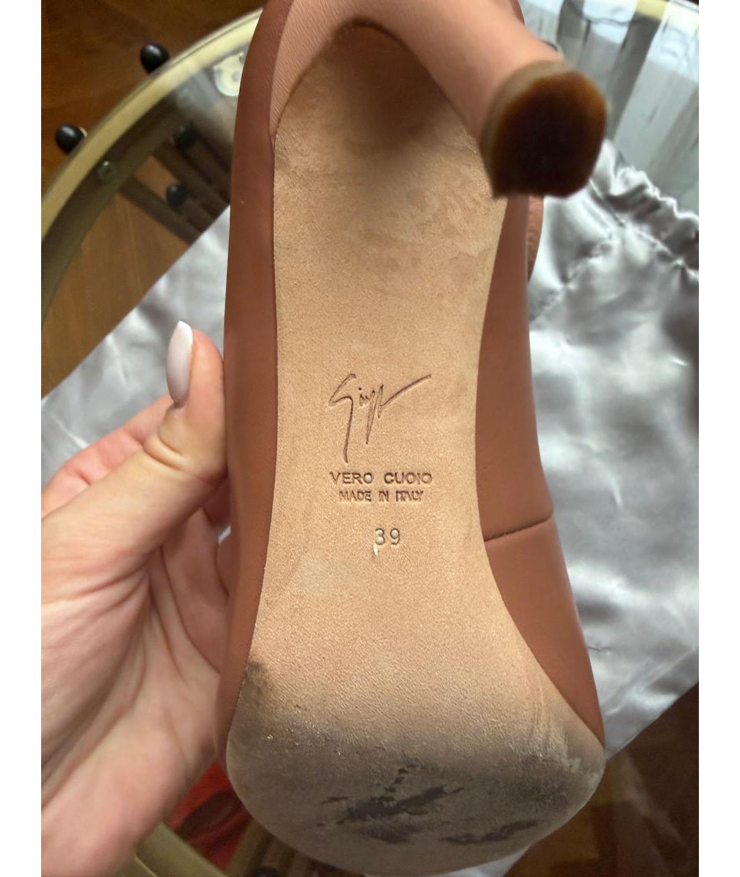 GIUSEPPE ZANOTTI DESIGN Бежевые кожаные туфли, фото 6