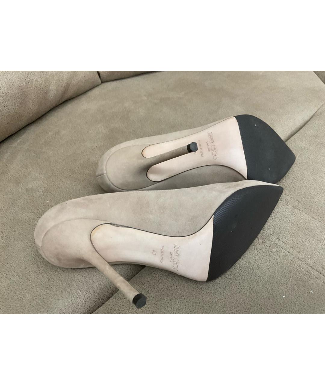 JIMMY CHOO Бежевые замшевые туфли, фото 6
