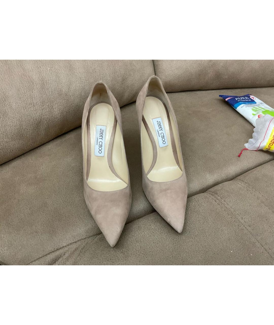 JIMMY CHOO Бежевые замшевые туфли, фото 2
