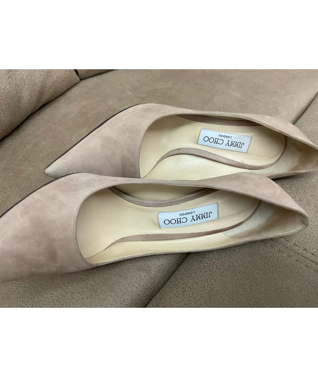 JIMMY CHOO Бежевые замшевые туфли, фото 5