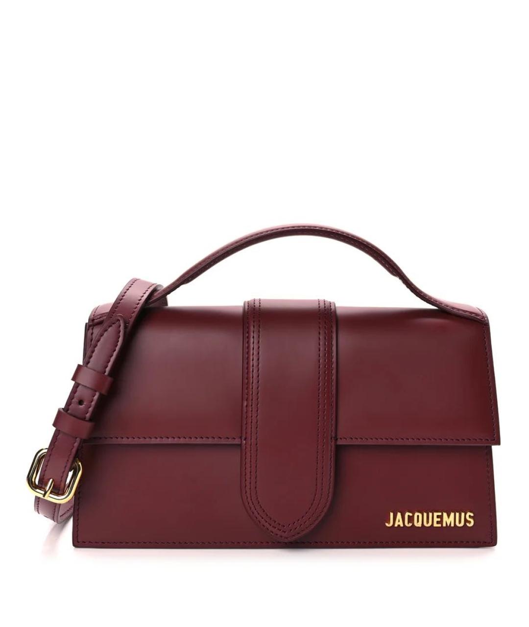 JACQUEMUS Бордовая кожаная сумка с короткими ручками, фото 3