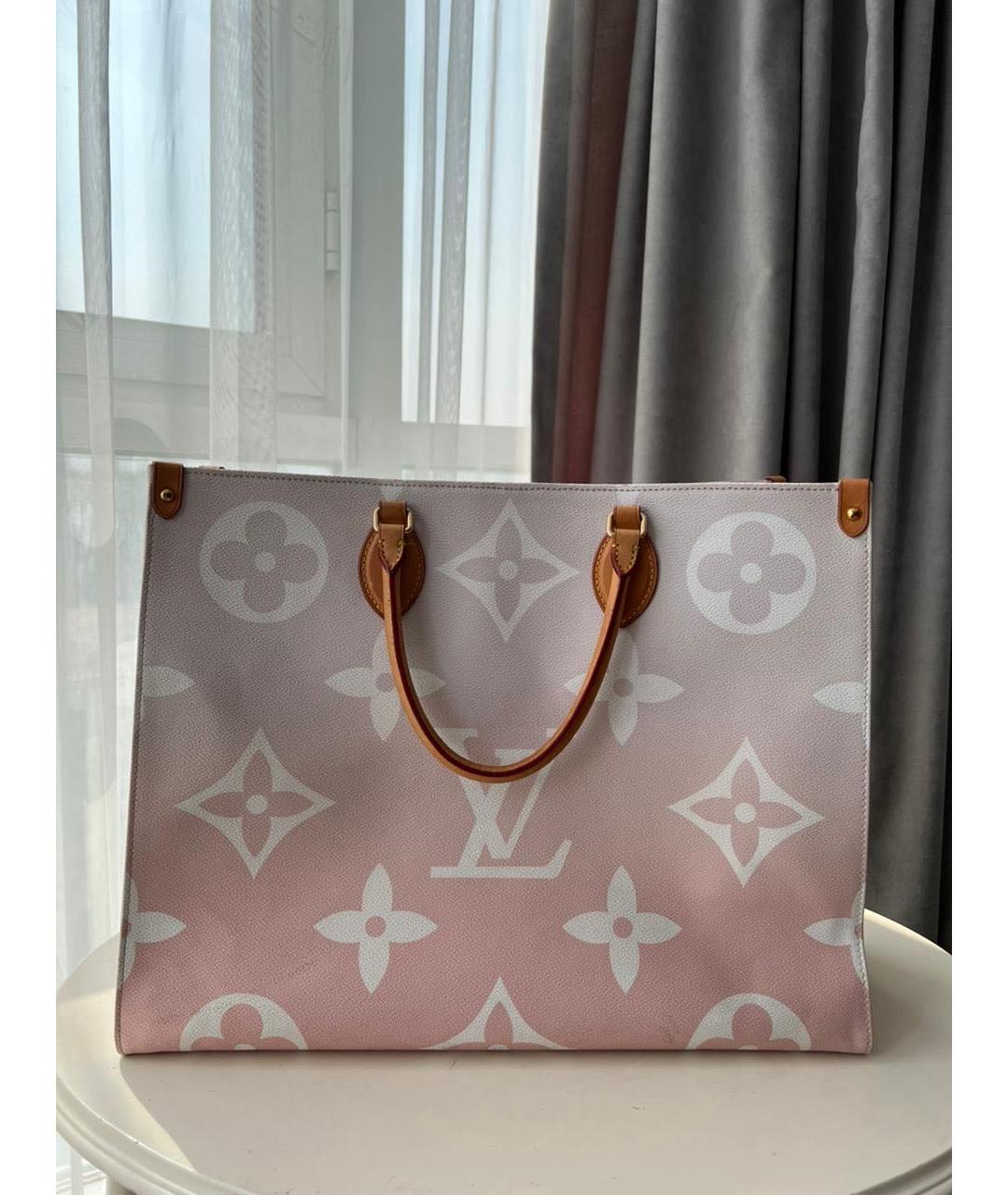 LOUIS VUITTON Розовая кожаная сумка тоут, фото 9