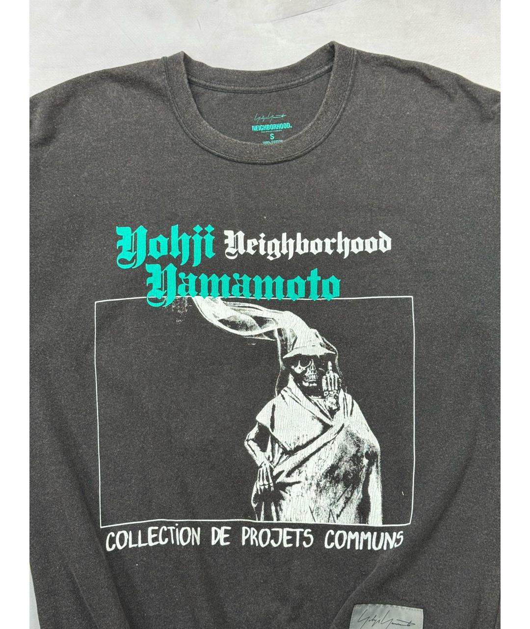 YOHJI YAMAMOTO Антрацитовая хлопковая футболка, фото 4