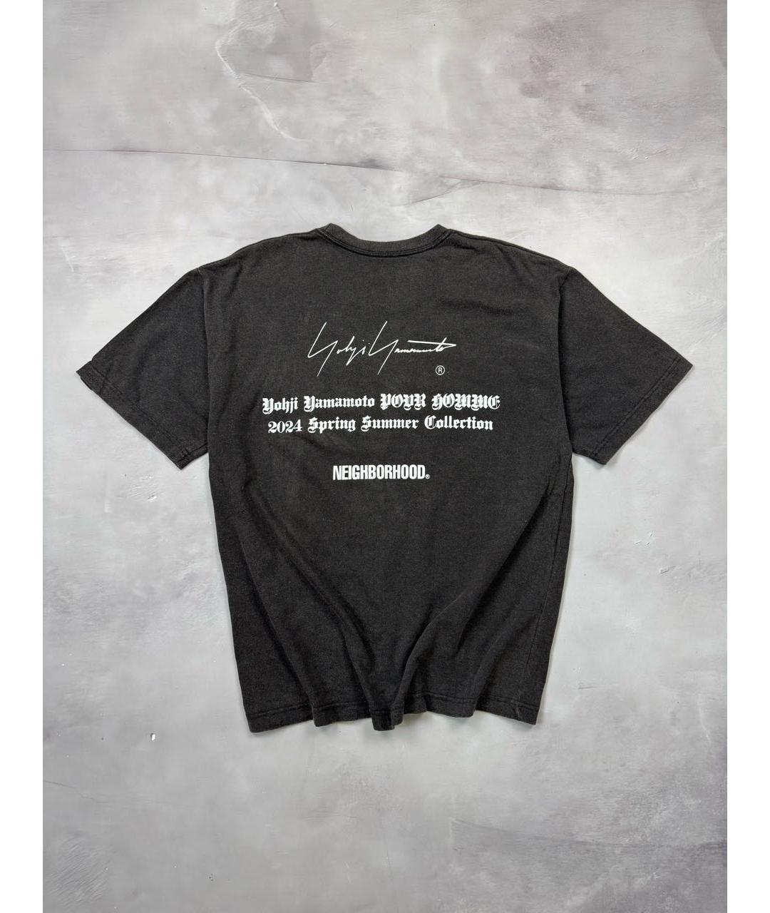 YOHJI YAMAMOTO Антрацитовая хлопковая футболка, фото 2