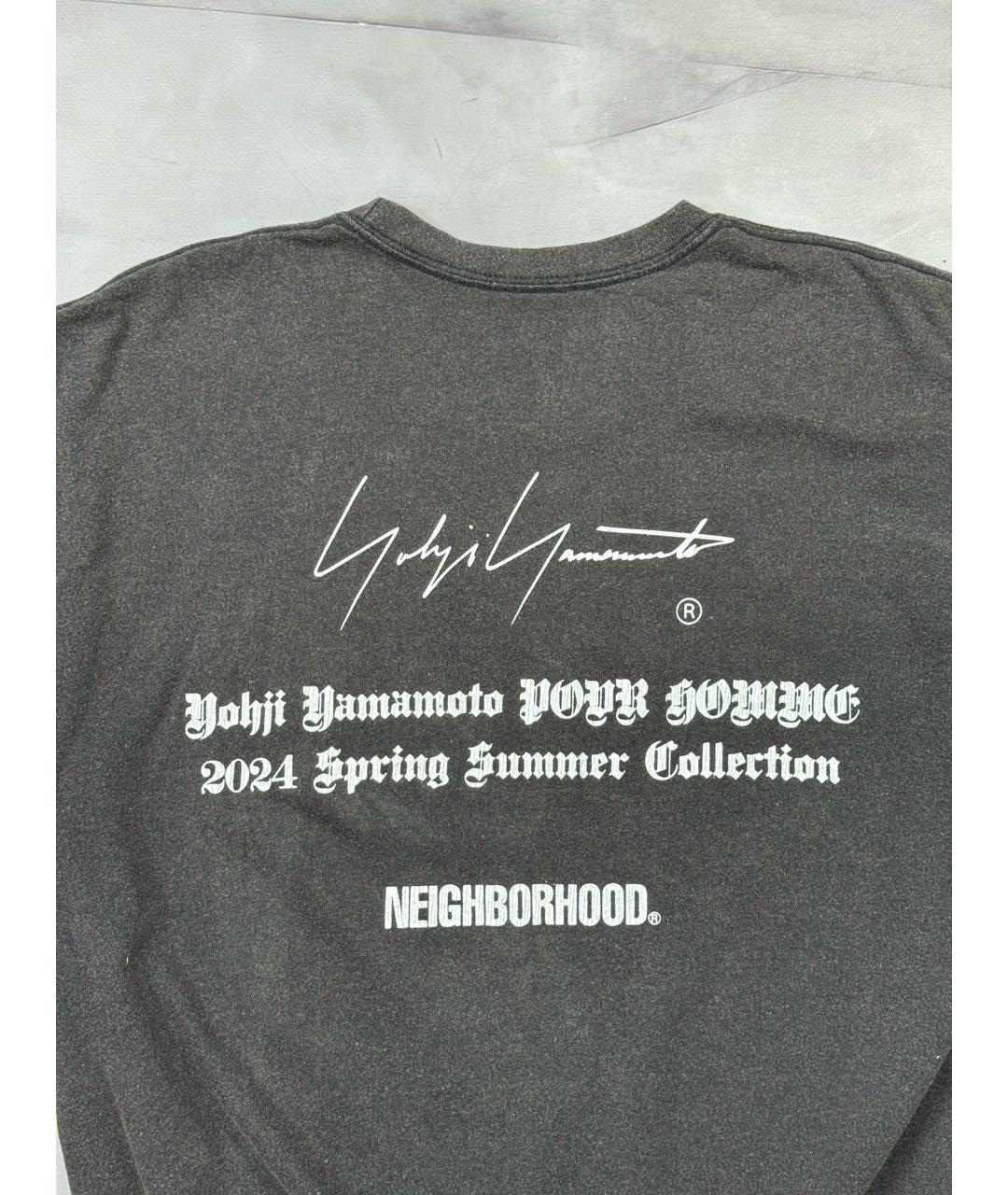 YOHJI YAMAMOTO Антрацитовая хлопковая футболка, фото 5