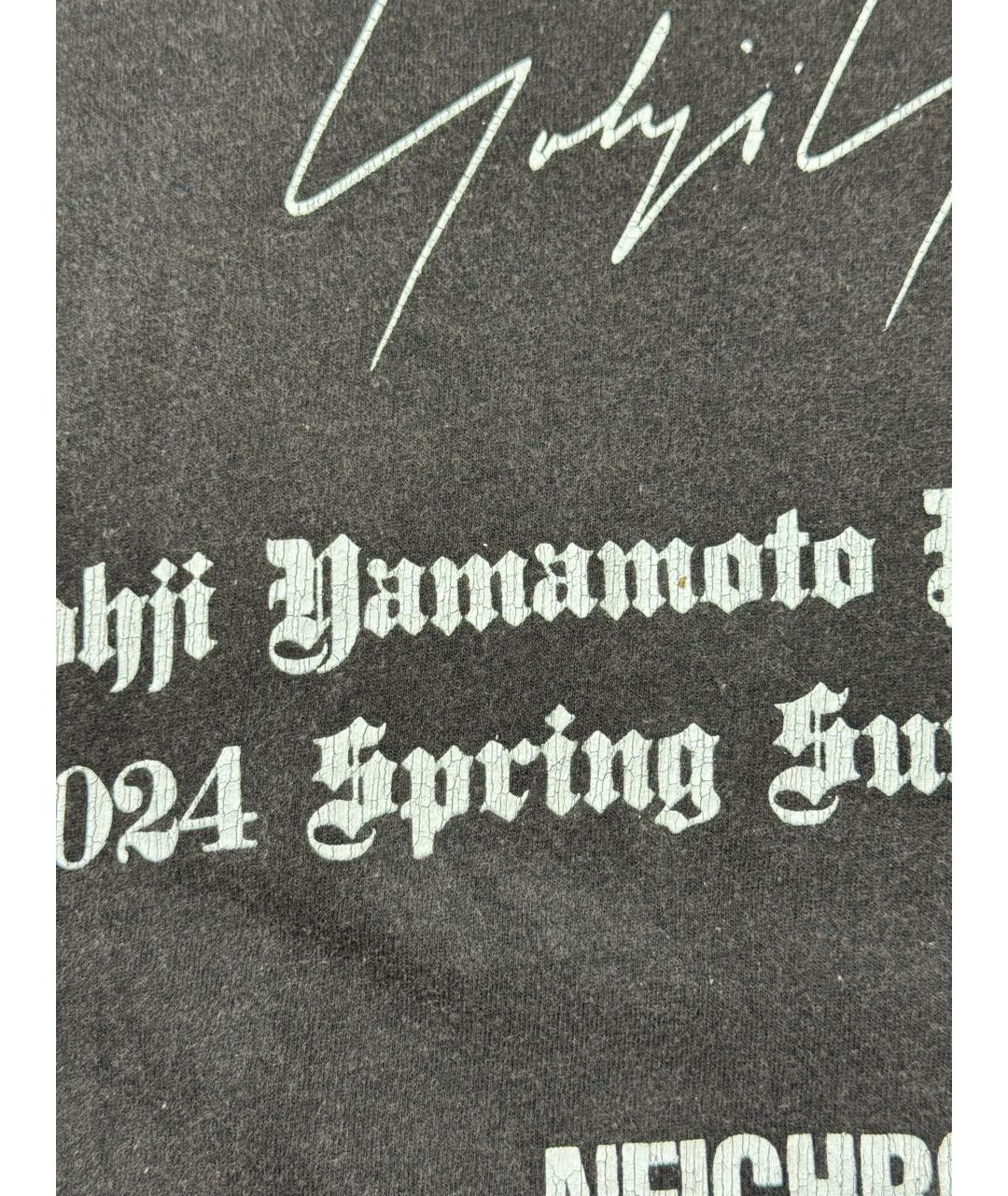 YOHJI YAMAMOTO Антрацитовая хлопковая футболка, фото 6