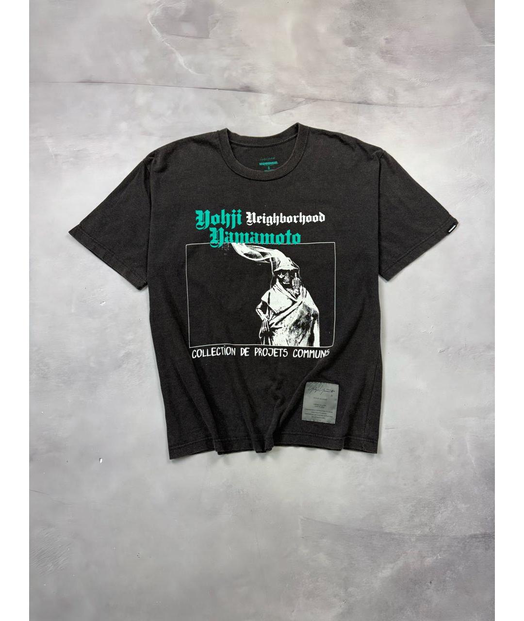 YOHJI YAMAMOTO Антрацитовая хлопковая футболка, фото 9