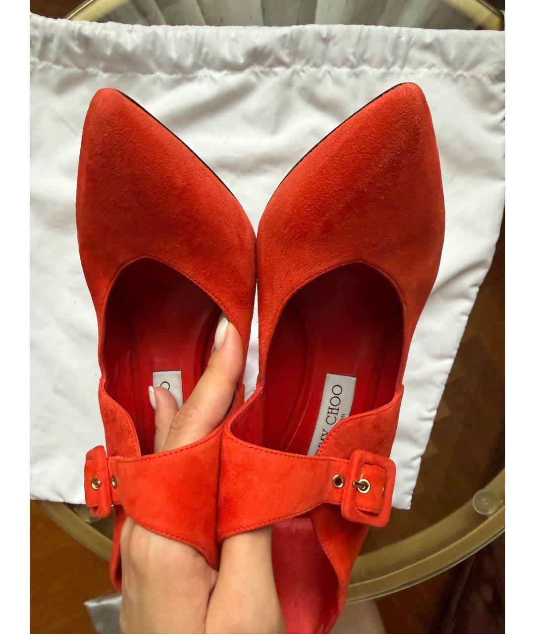 JIMMY CHOO Красные замшевые туфли, фото 8