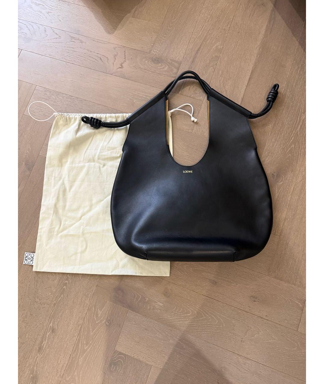 LOEWE Черная кожаная сумка тоут, фото 9