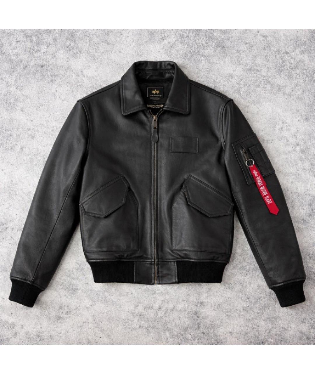 ALPHA INDUSTRIES Черная кожаная куртка, фото 9