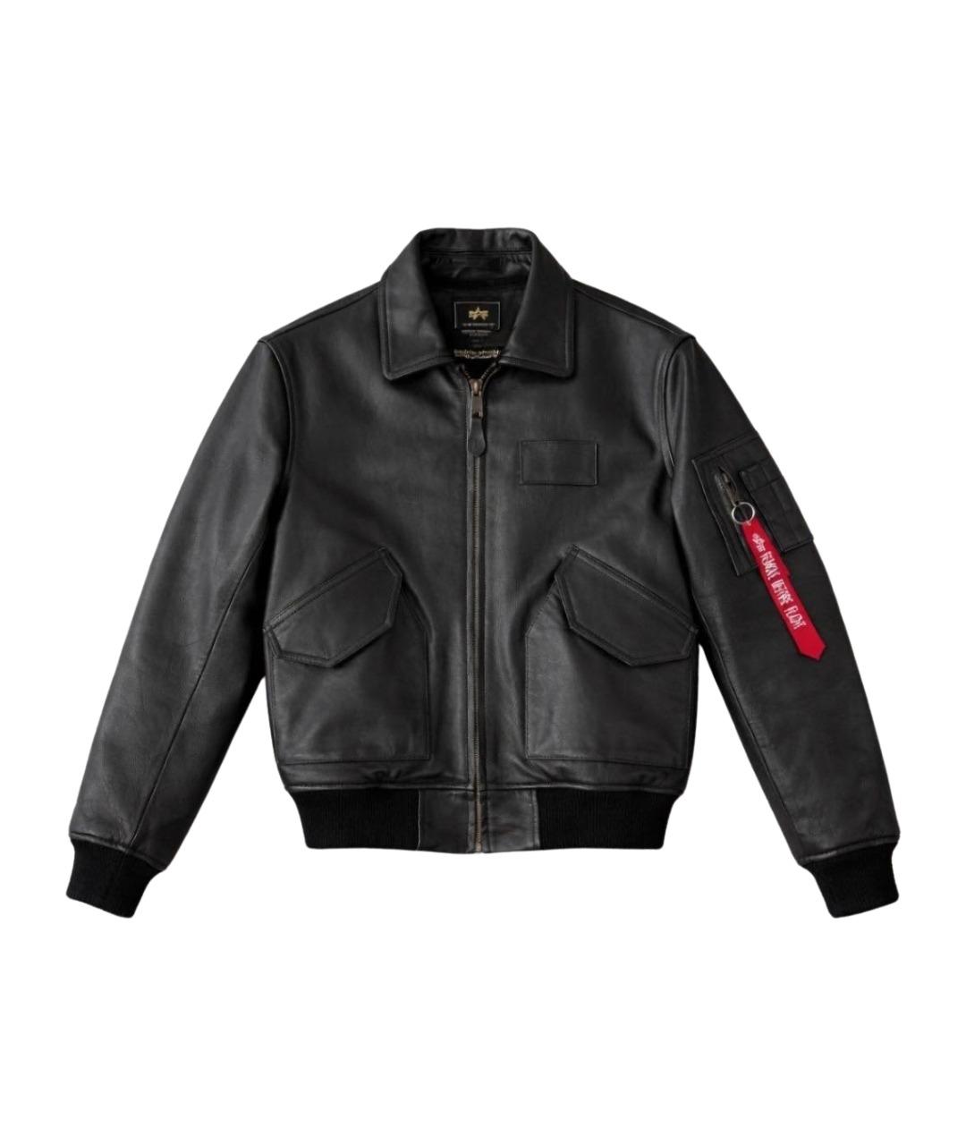 ALPHA INDUSTRIES Черная кожаная куртка, фото 1