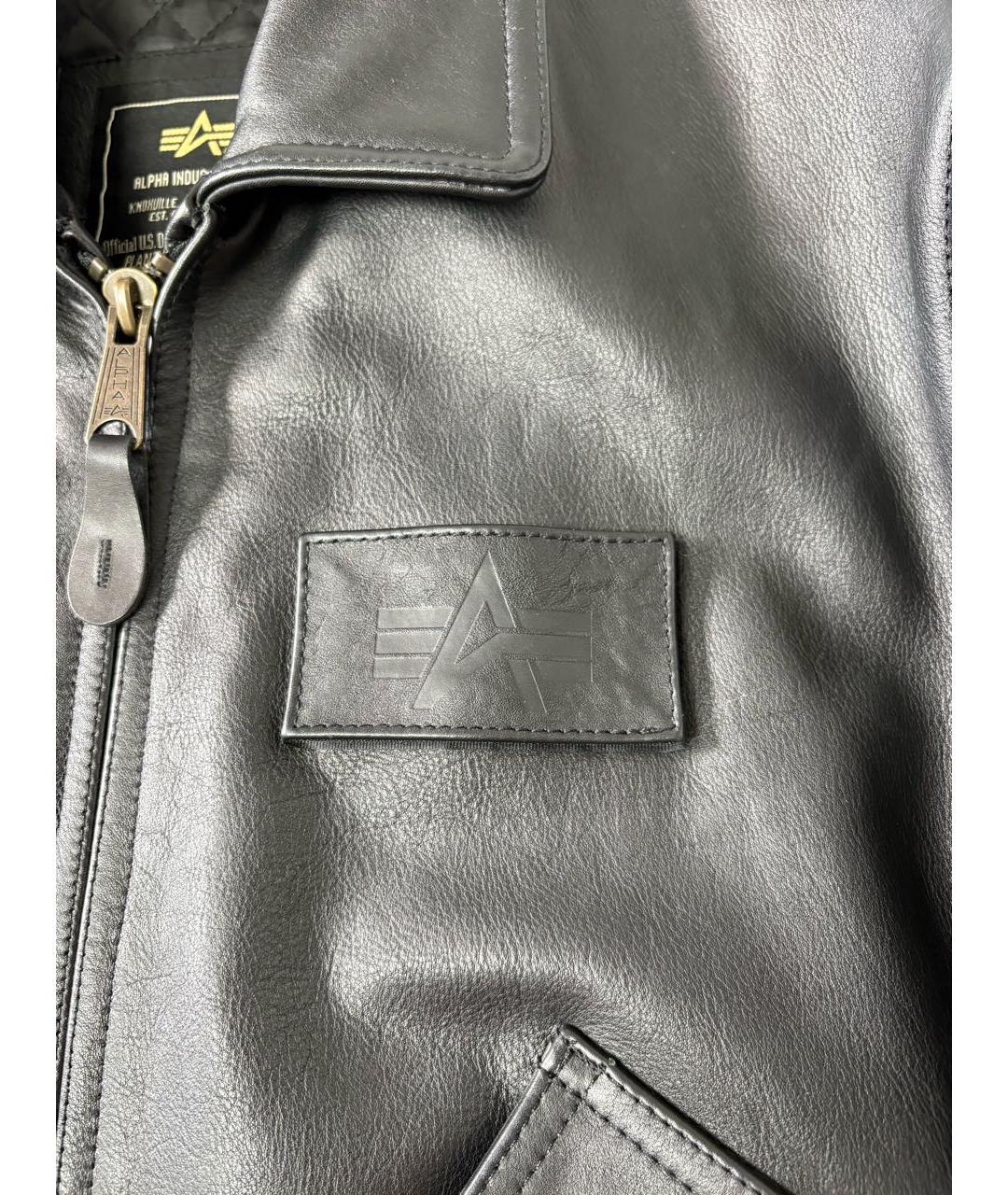 ALPHA INDUSTRIES Черная кожаная куртка, фото 5