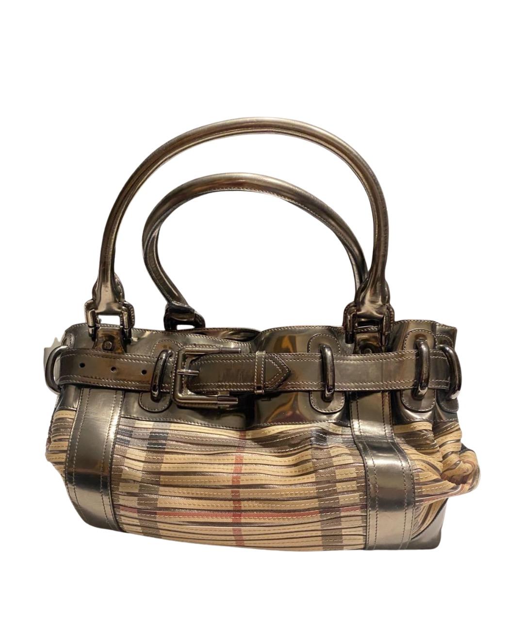 BURBERRY Золотая кожаная сумка с короткими ручками, фото 1