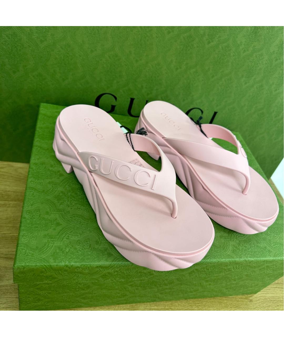 GUCCI Розовые шлепанцы, фото 6