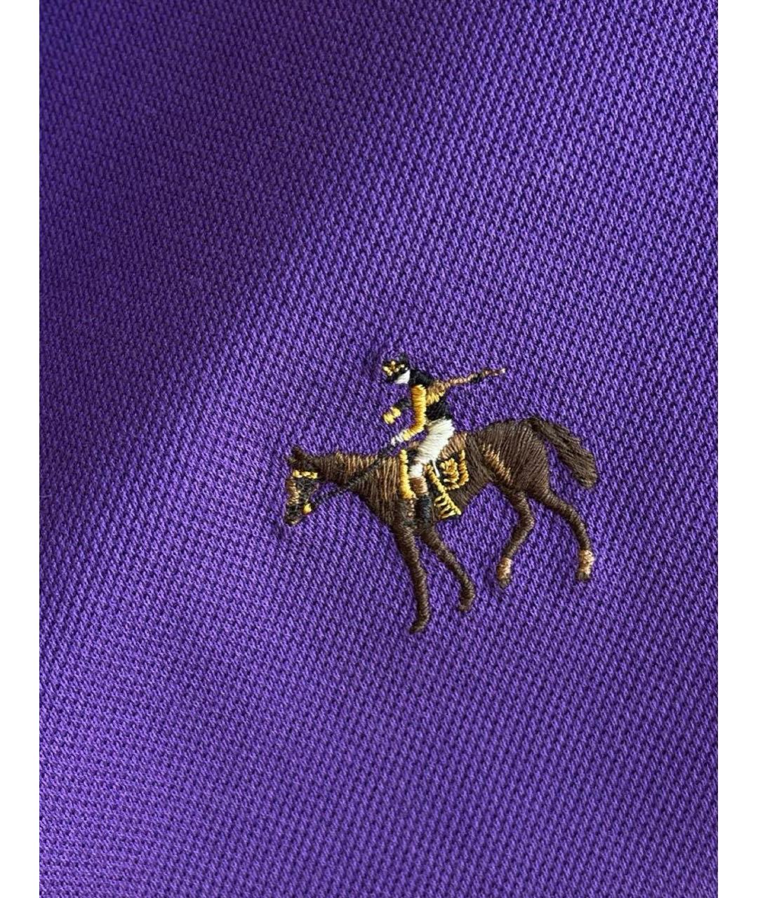 RALPH LAUREN PURPLE LABEL Фиолетовое хлопковое поло с коротким рукавом, фото 4