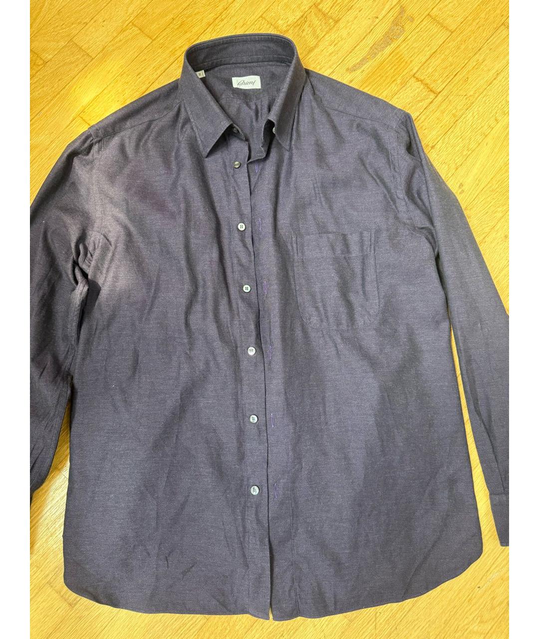 BRIONI Фиолетовая хлопковая классическая рубашка, фото 2