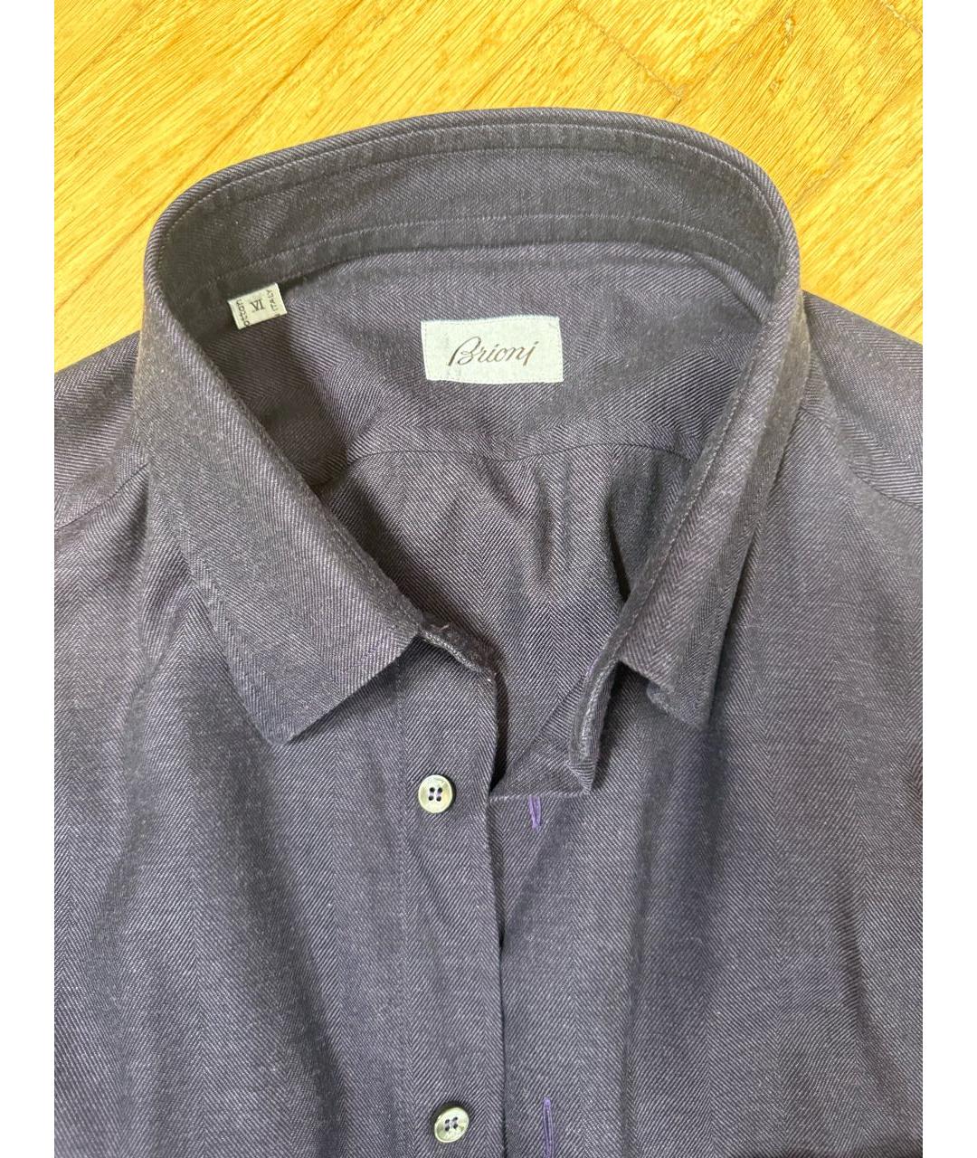 BRIONI Фиолетовая хлопковая классическая рубашка, фото 3