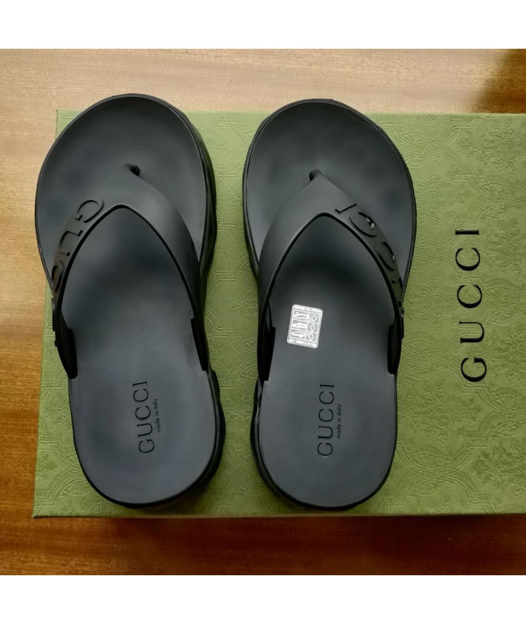 GUCCI Черные шлепанцы, фото 6