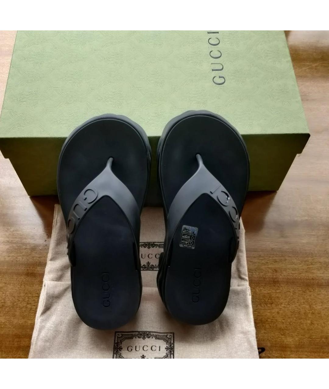 GUCCI Черные шлепанцы, фото 5