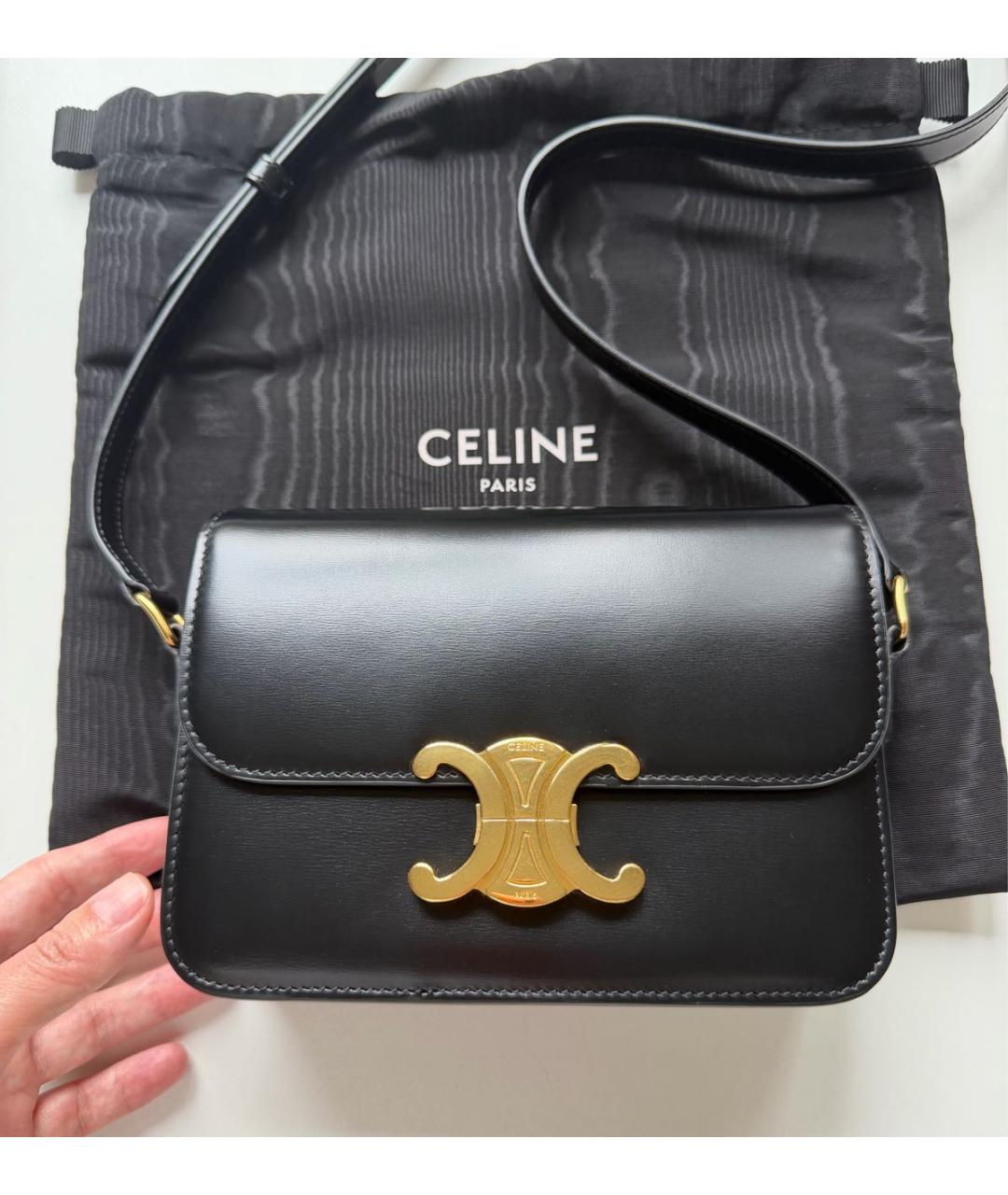 CELINE Черная кожаная сумка через плечо, фото 6