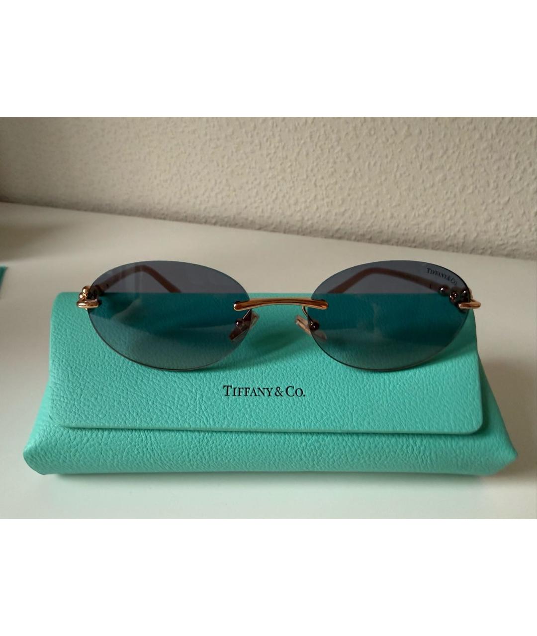 TIFFANY&CO Золотые металлические солнцезащитные очки, фото 8