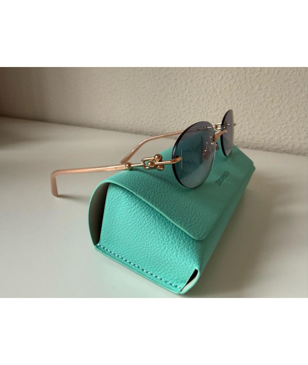 TIFFANY&CO Золотые металлические солнцезащитные очки, фото 7