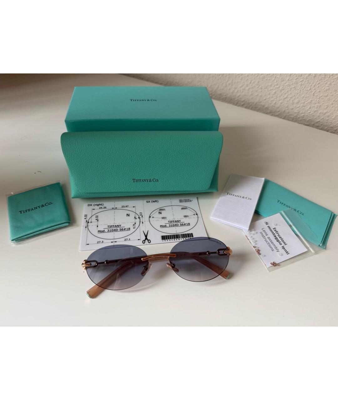 TIFFANY&CO Золотые металлические солнцезащитные очки, фото 5