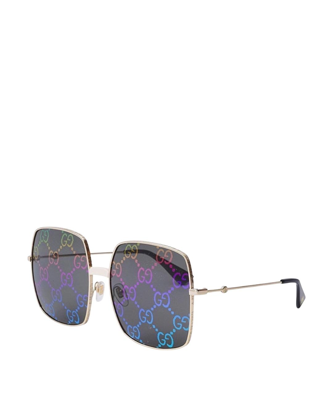 GUCCI Золотые металлические солнцезащитные очки, фото 1