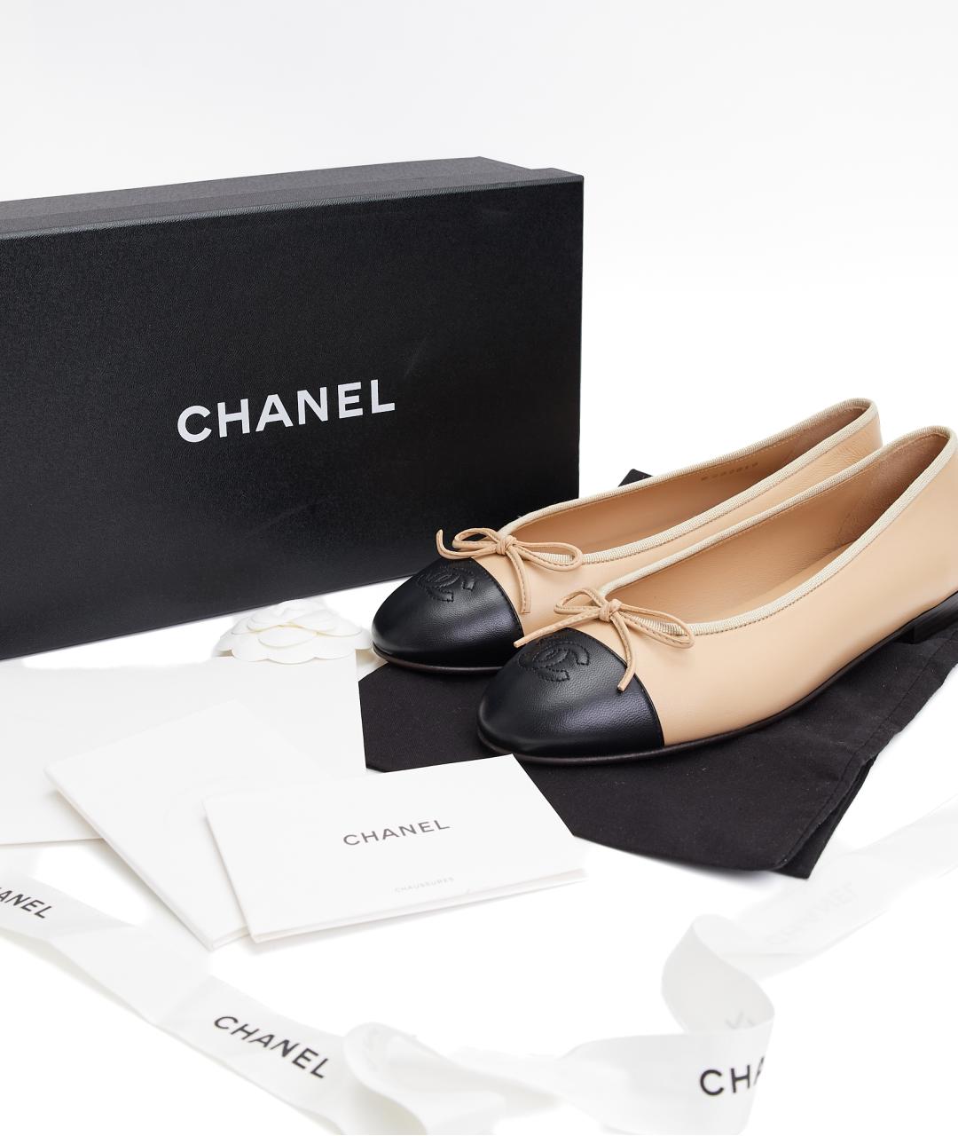 CHANEL Бежевые кожаные балетки, фото 6