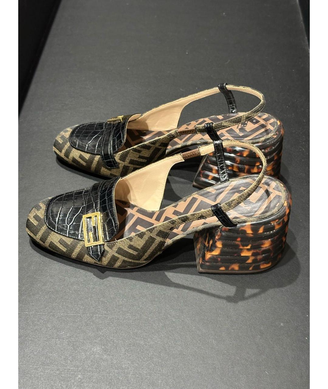 FENDI Коричневые текстильные туфли, фото 3