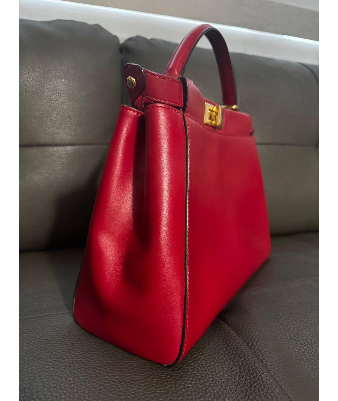 FENDI Красная кожаная сумка с короткими ручками, фото 5