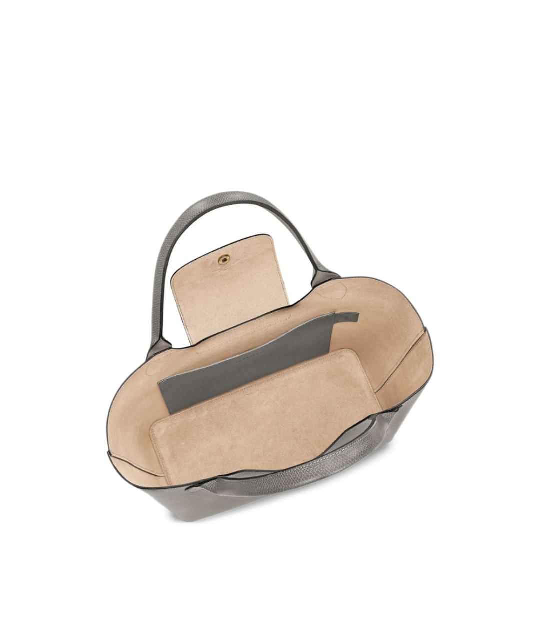LONGCHAMP Серая кожаная сумка тоут, фото 4