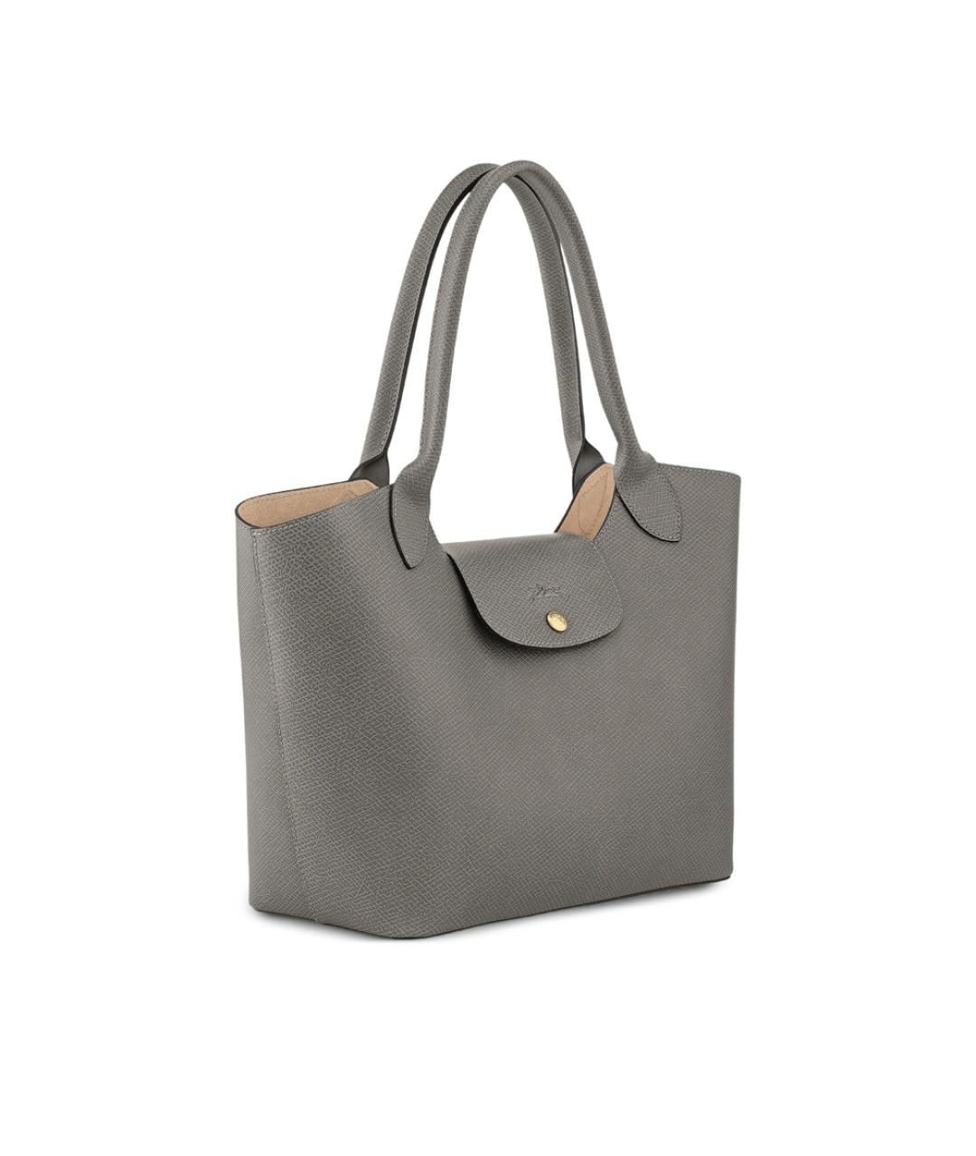 LONGCHAMP Серая кожаная сумка тоут, фото 3