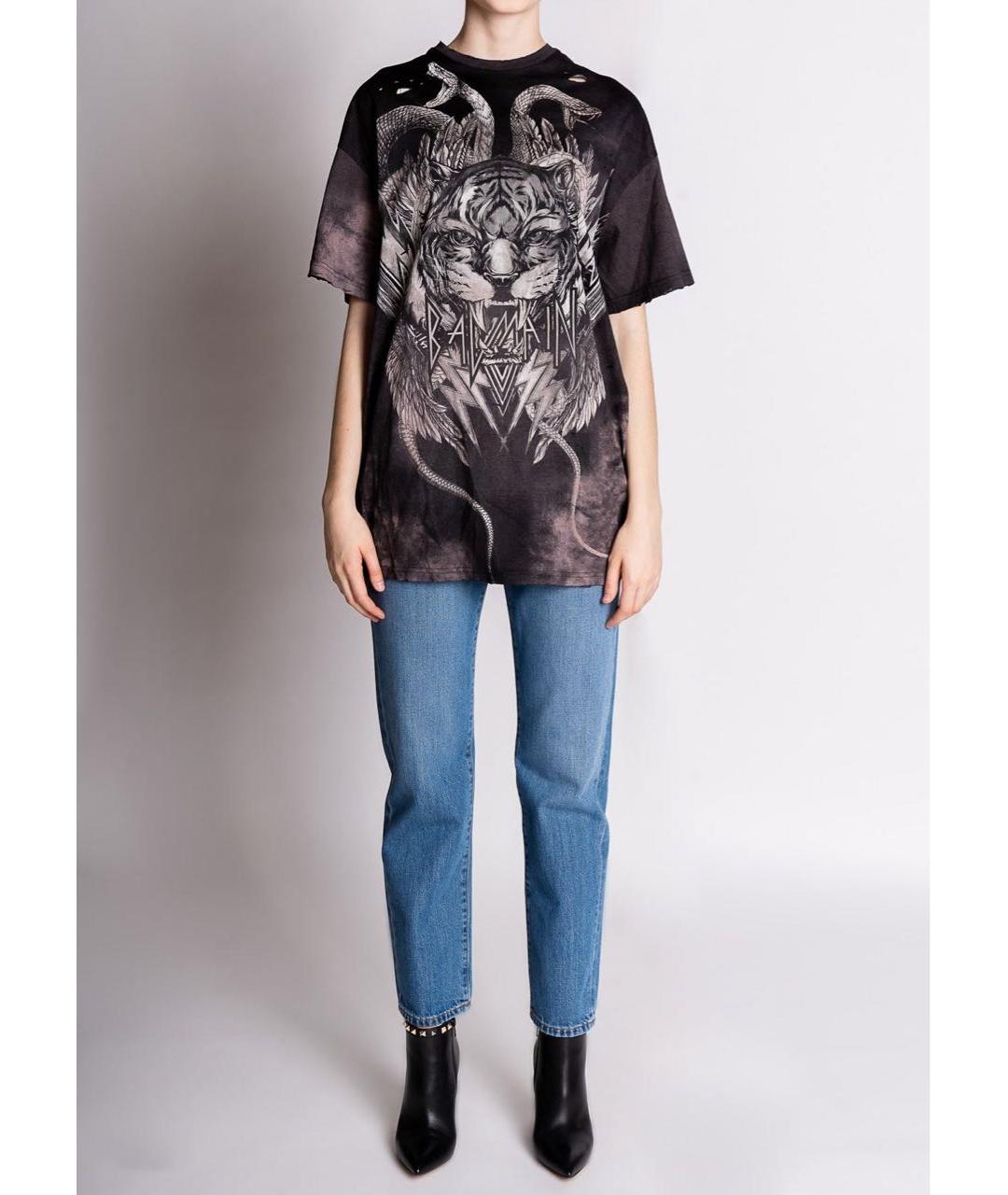 BALMAIN Антрацитовая хлопковая футболка, фото 4