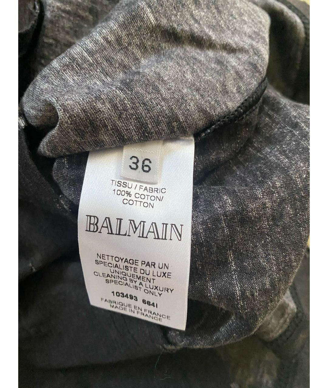 BALMAIN Антрацитовая хлопковая футболка, фото 8