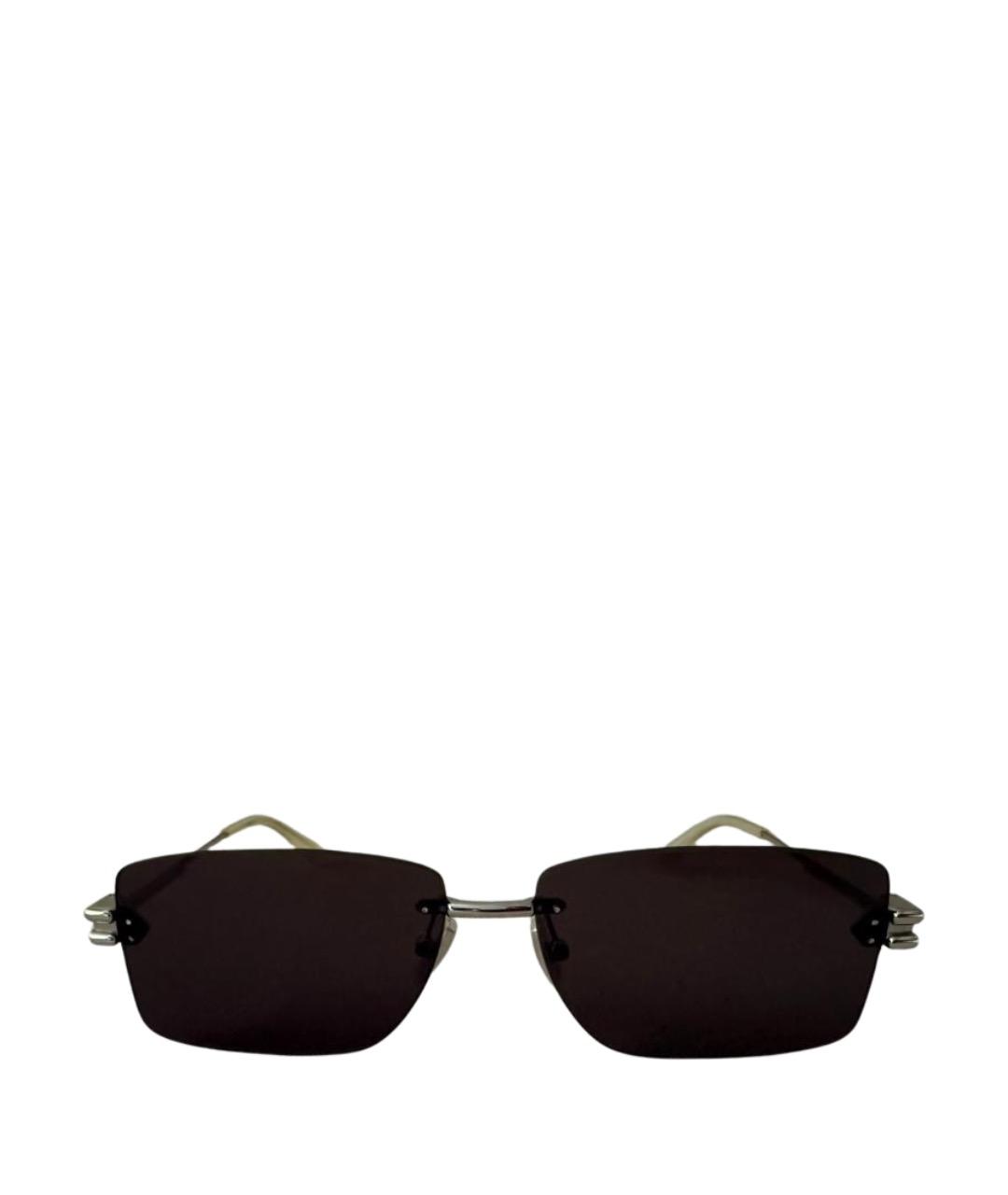 BOTTEGA VENETA Серебряные металлические солнцезащитные очки, фото 1