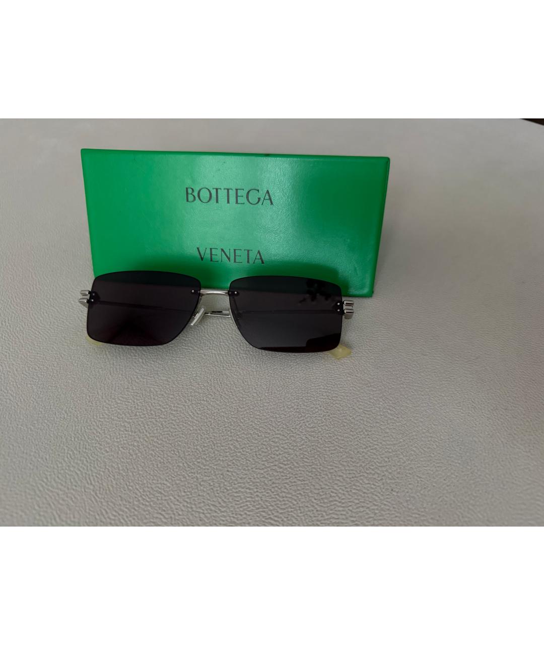 BOTTEGA VENETA Серебряные металлические солнцезащитные очки, фото 4