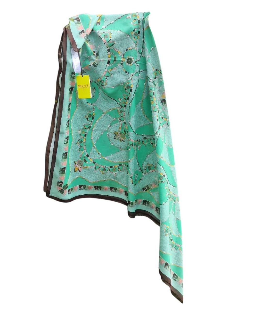 EMILIO PUCCI Зеленый хлопковый шарф, фото 6