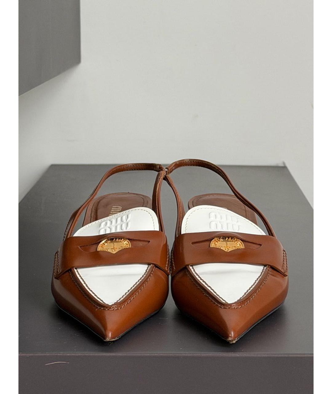 MIU MIU Коричневые кожаные туфли, фото 2