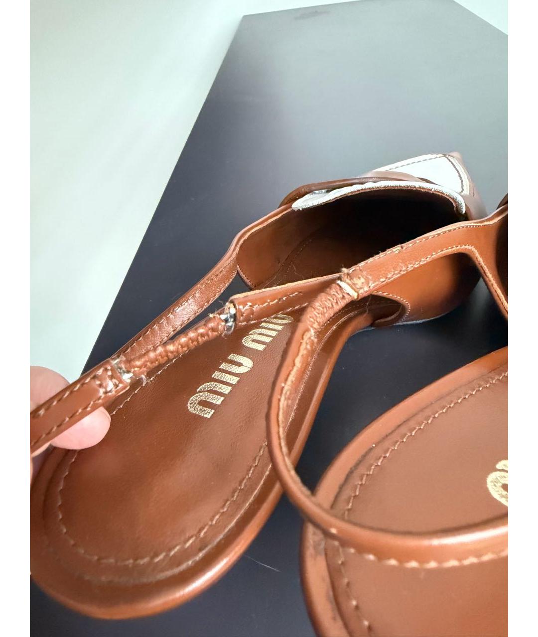 MIU MIU Коричневые кожаные туфли, фото 4