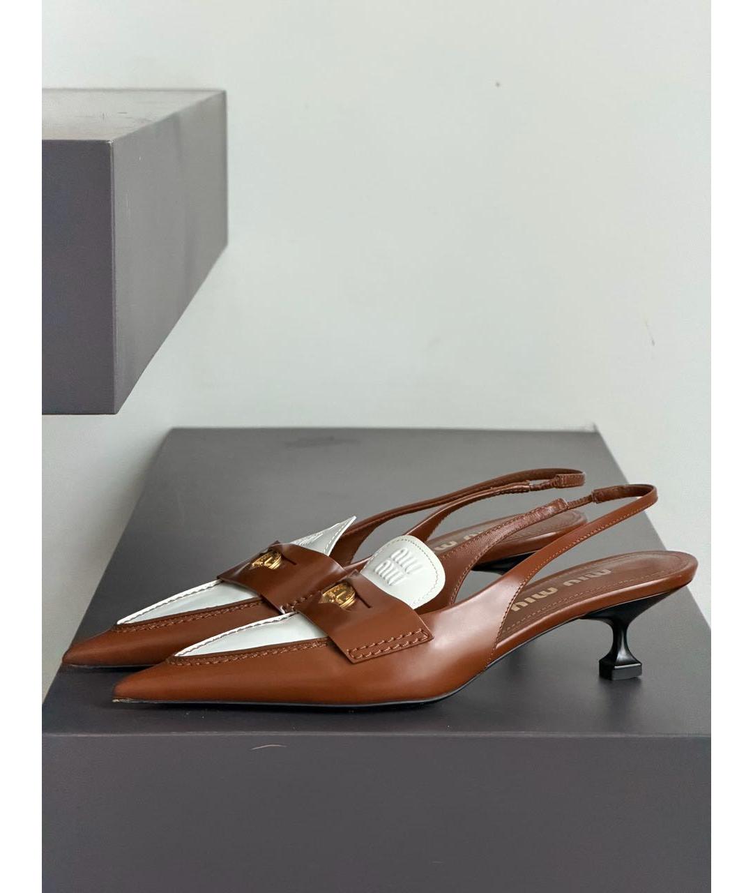 MIU MIU Коричневые кожаные туфли, фото 3