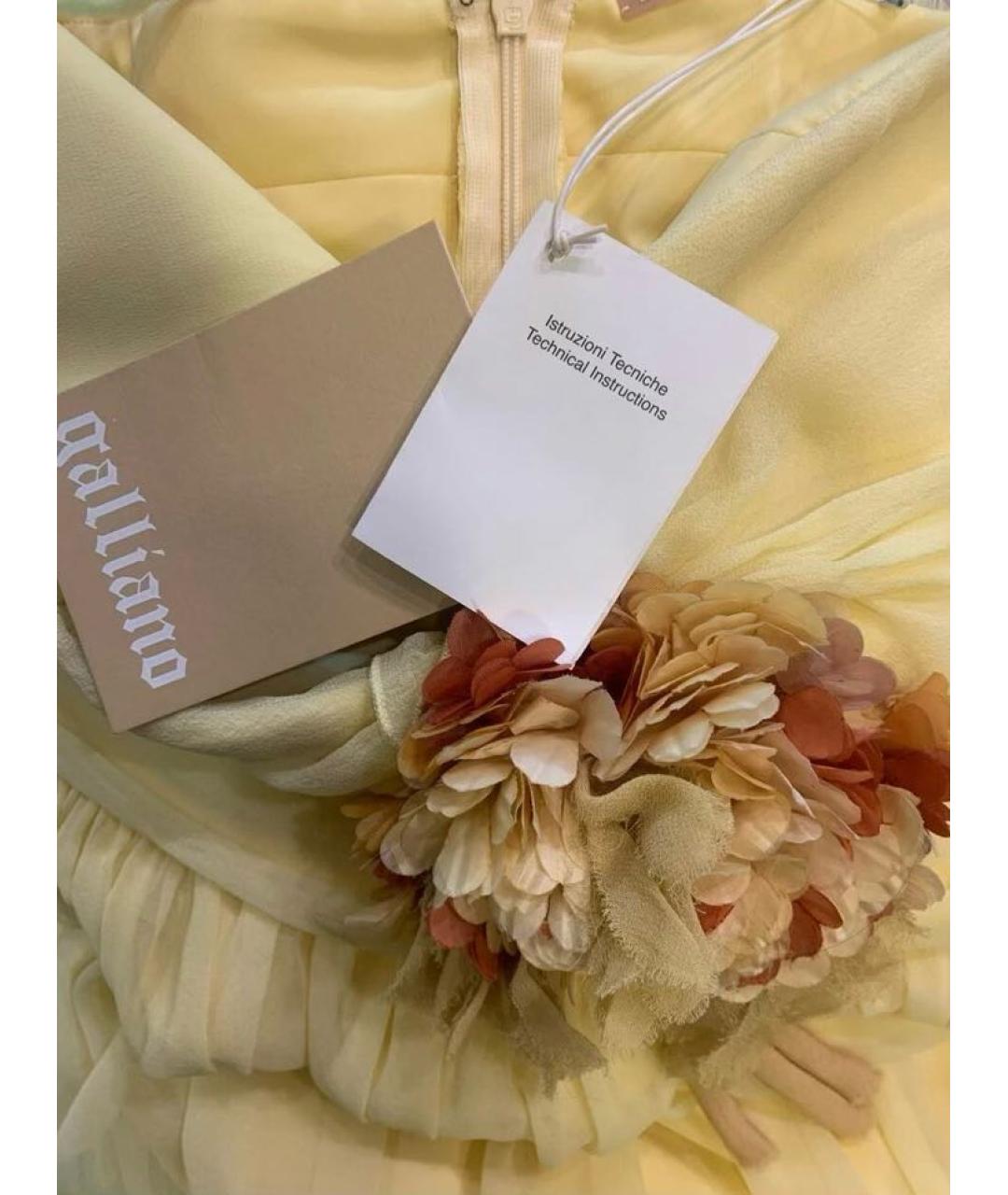 JOHN GALLIANO Желтое шелковое вечернее платье, фото 3